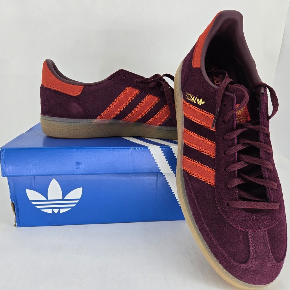Adidas Handball Spezial Maroon Red Gum Suede Sneakers JR0848 Womens 11 New